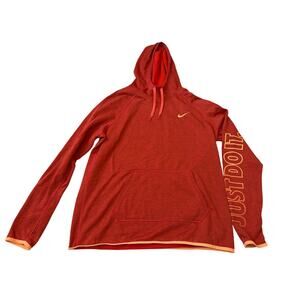 Nike Dri-Fit Womens Hoodie Size Large Red/Orange Just Do It Thumbholes